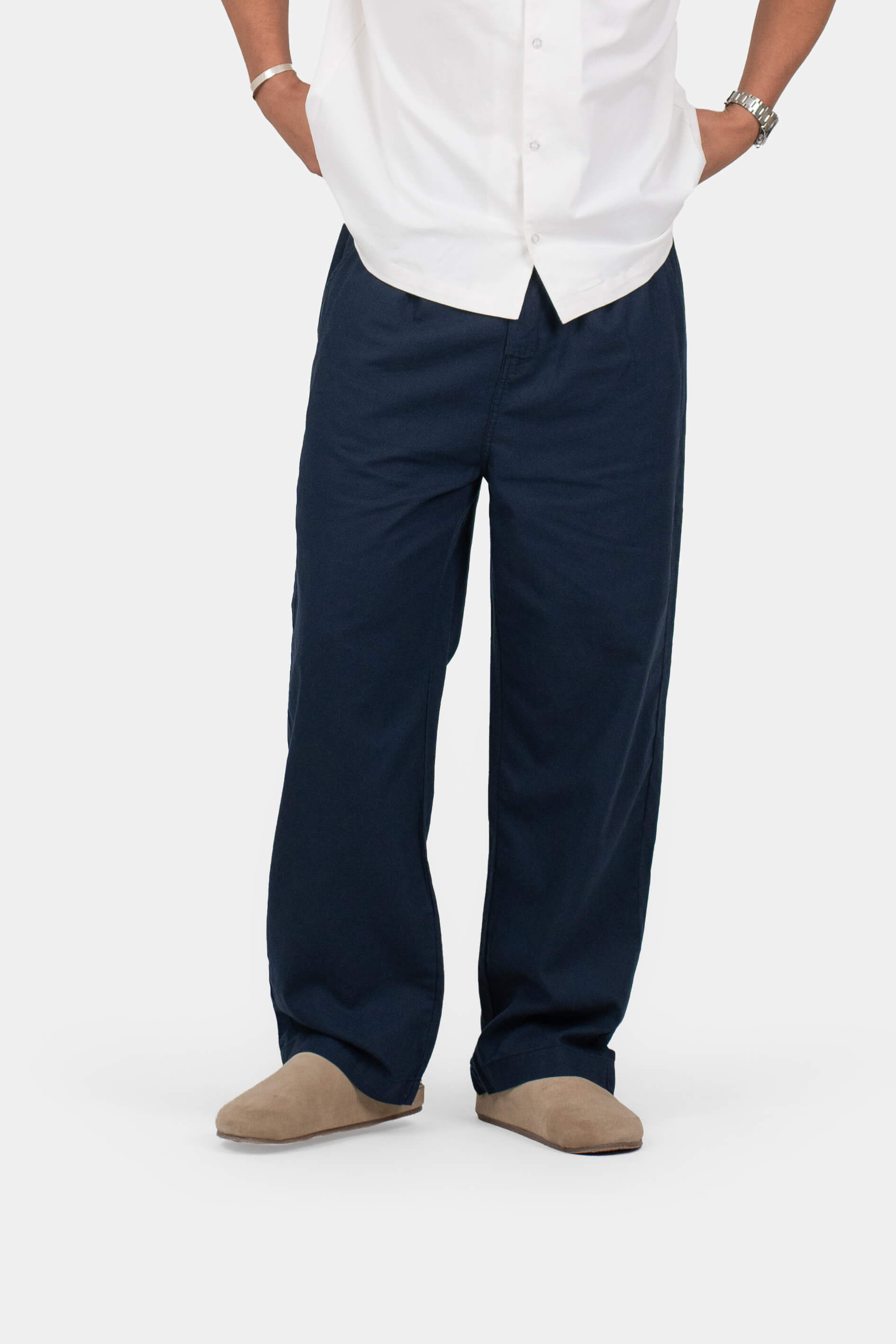 Baggy Hørbukser Navy | Skagen-clothing.dk